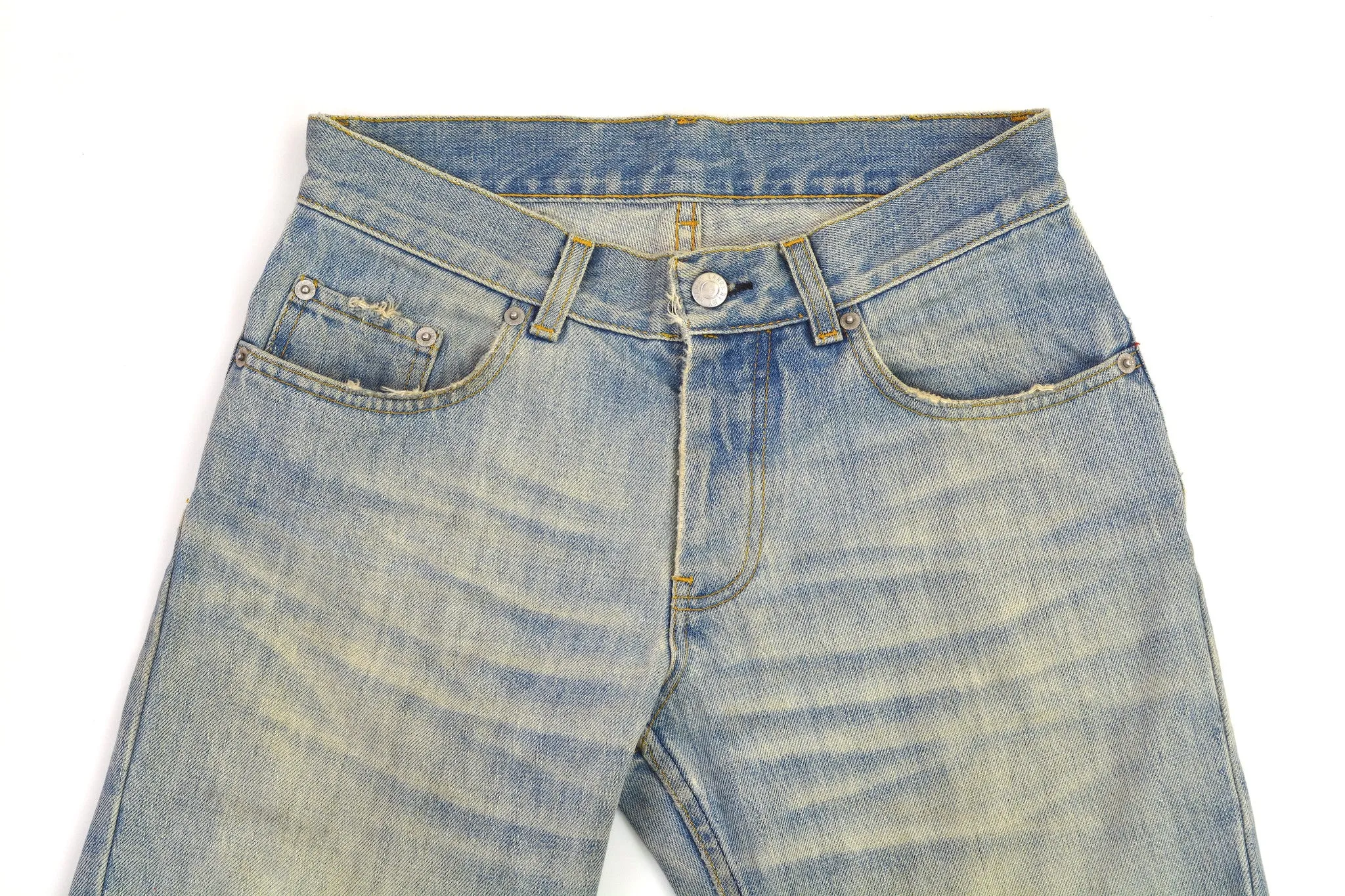 2004 Vintage Sanded Broken Denim Low Waist Bootcut Jeans