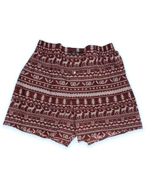 Red Christmas Knit Pattern Boxer Shorts